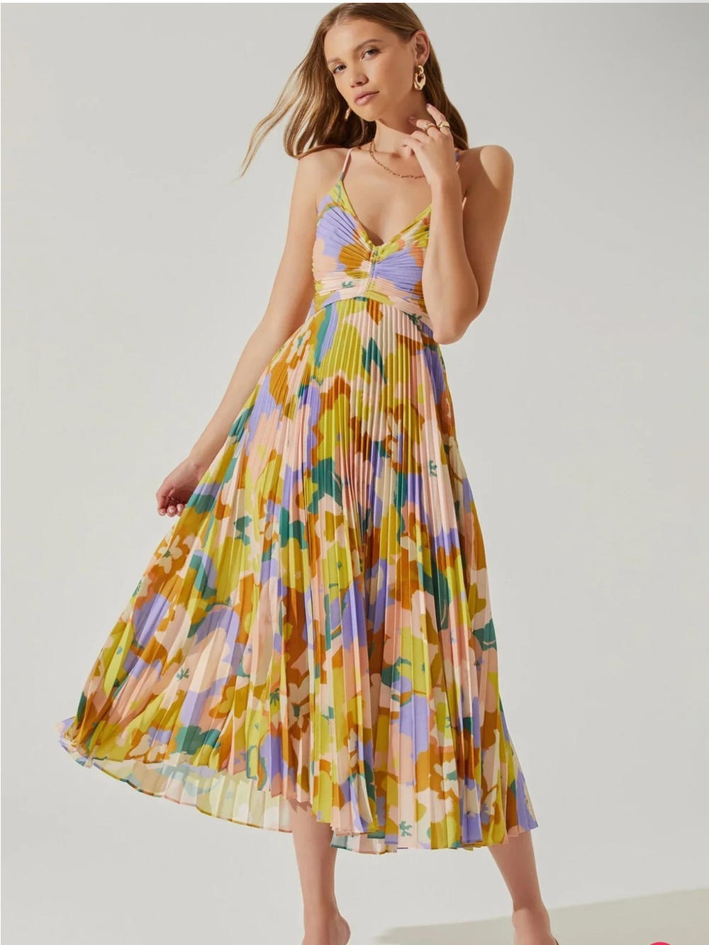 ASTR The Label Blythe Dress (MEDIUM) Coral Multi Floral Self Tie Wedding